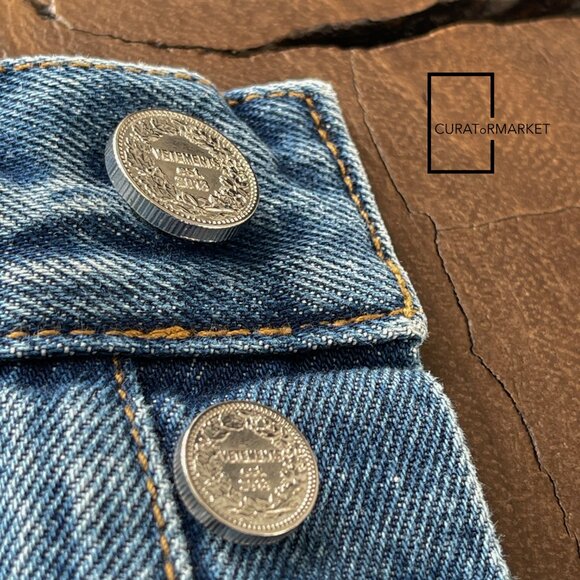 Vetements: GRAIL Medium 42cm CENSORED Embroidered Coin Button Jean FW20 - Picture 15 of 16